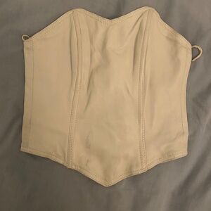 Vintage White Leather Sweetheart Bustier (Fits extra small)